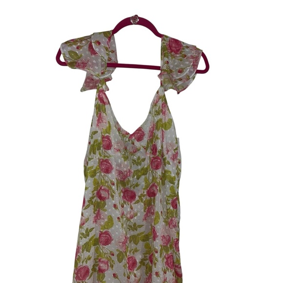 Betsey Johnson XXL Pepper Midi Dress Sonic White Floral Pink Roses NWT 2x new - Picture 4 of 10